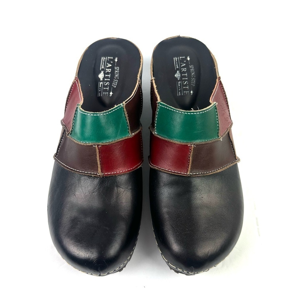 L'artiste Spring Step Ridgeview Shoes 41 Leather Colorful Slip On Mules‎ NEW